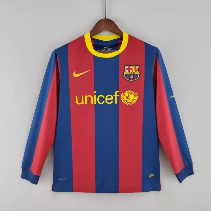 Camisola Retro 2010-2011 Barcelona Long Sleeve League Puyol